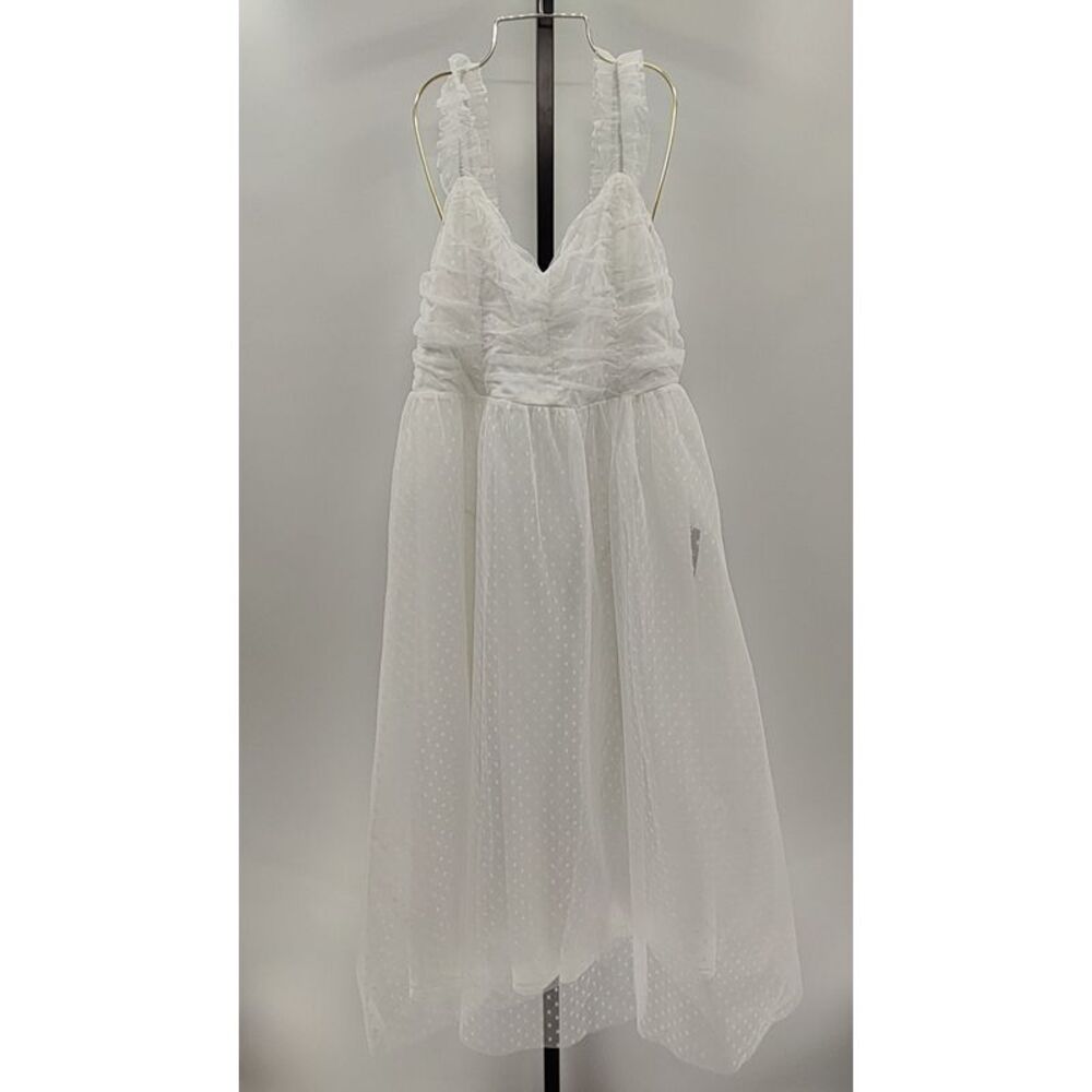 Lulu's White Swiss Dot Midi Dress
